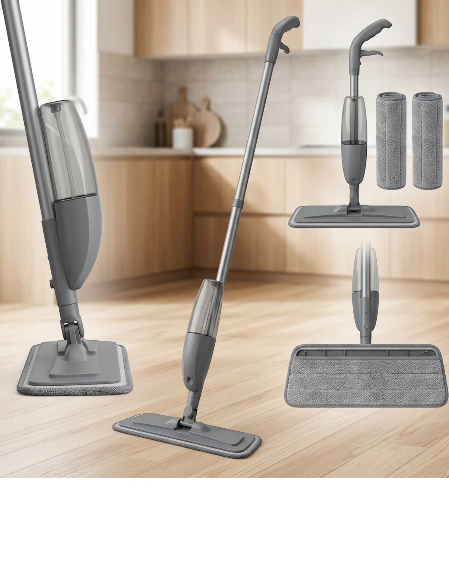 Plinkg Spray Mop Gray Refillable Bottle Set
