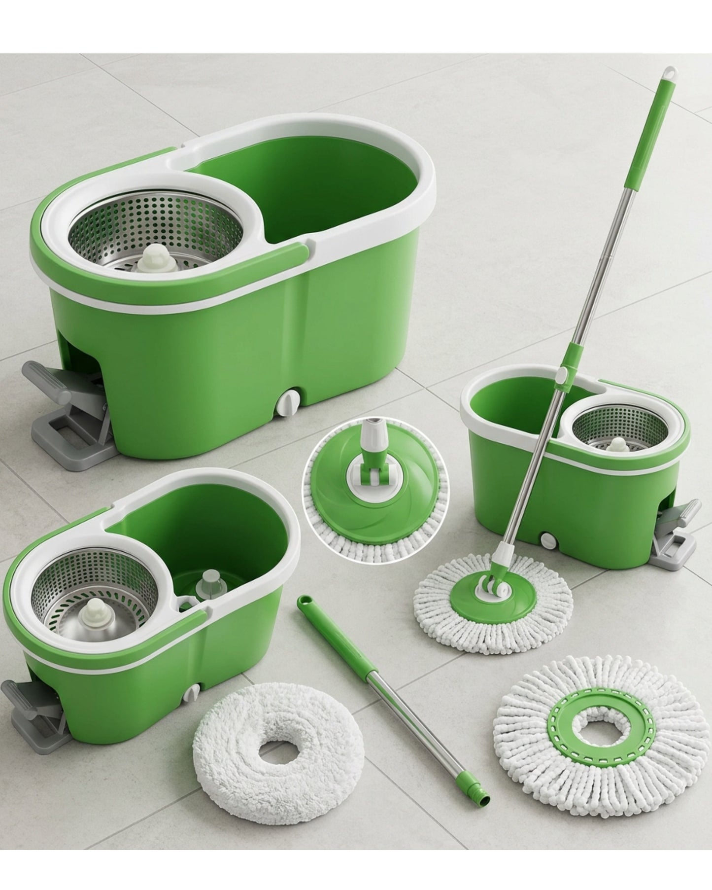 Plinkg Spin Mop Bucket Set Green 3 Pads